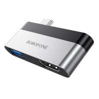  Adapteris Borofone DH2 Type-C to HDMI + USB3.0 grey 